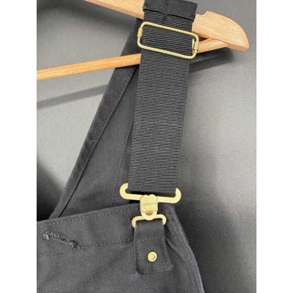 Carhartt Mens Loose Fit Firm Duck Insulated Bib Overalls L Short Black Workwear - Picture 4 of 9